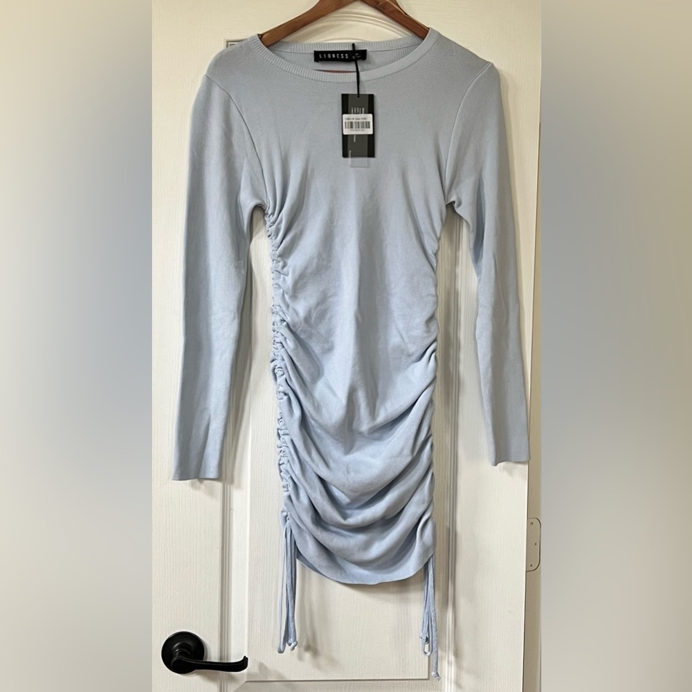 Blue mini scrunch dress